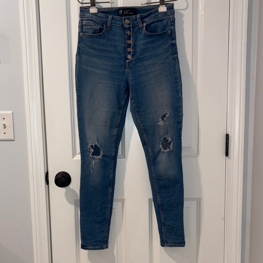 GAP High Rise Distressed Skinny Jeans